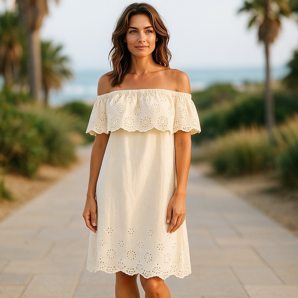 New York & Company
Yellow Cotton Off Shoulder dress Nwt Sz S